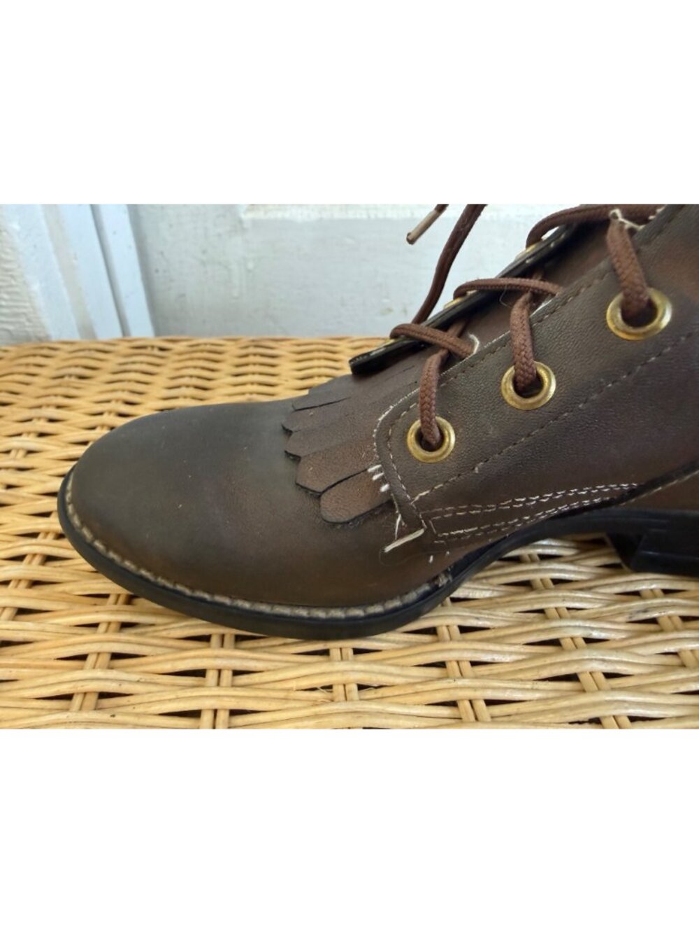 Vintage 70s Brown Bronco Kiltie Lace UP Roper Boots Womens size 4 - Picture 2 of 15